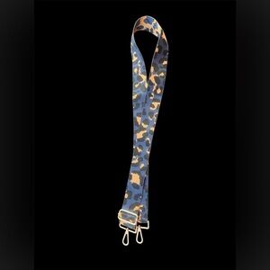 Navy Leopard Print Bag Strap, Gold Hardware
